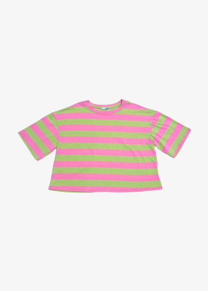 The Edit - Pink & Green Stripe Short Sleeve Tee
