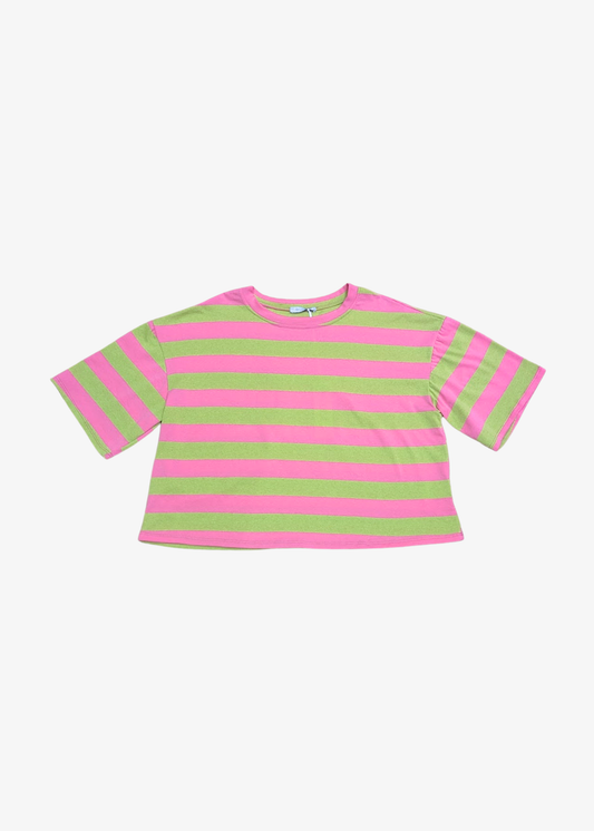 The Edit - Pink & Green Stripe Short Sleeve Tee