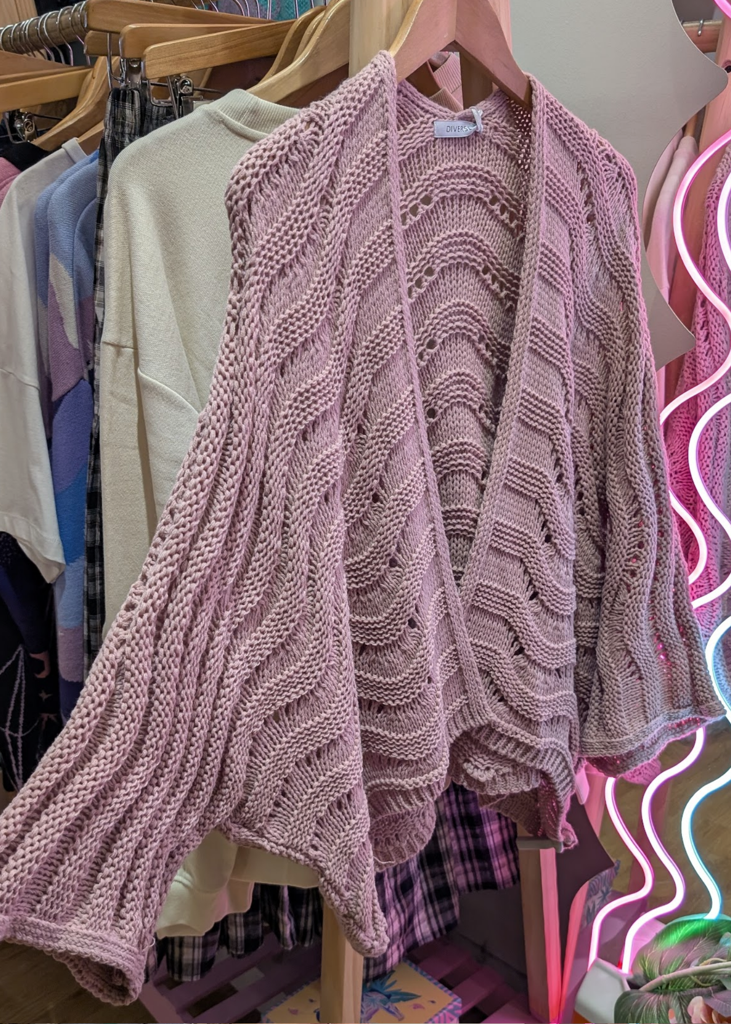 The Edit - Dusky Pink Wavy Knit Relaxed Cardigan