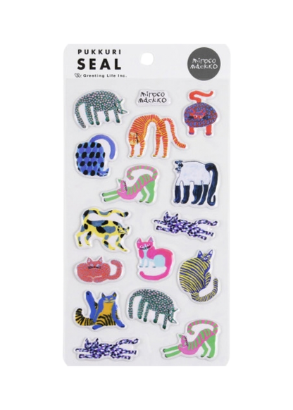 Greeting Life - Colourful Cat Puffy Stickers