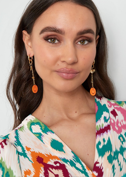 The Edit - Love to Smile Pink Drop Earrings in Gold