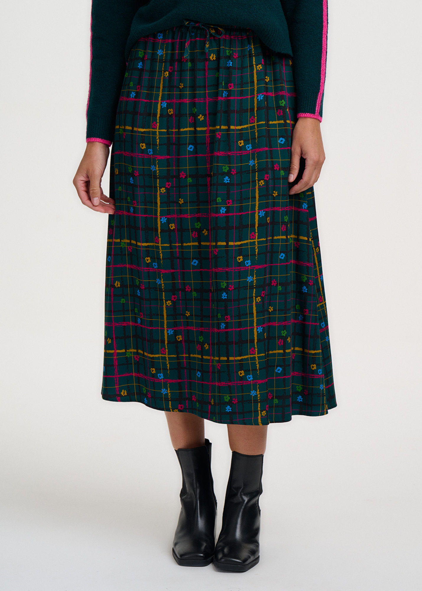 Sugarhill Brighton - Melody Teal Doodle Midi Skirt
