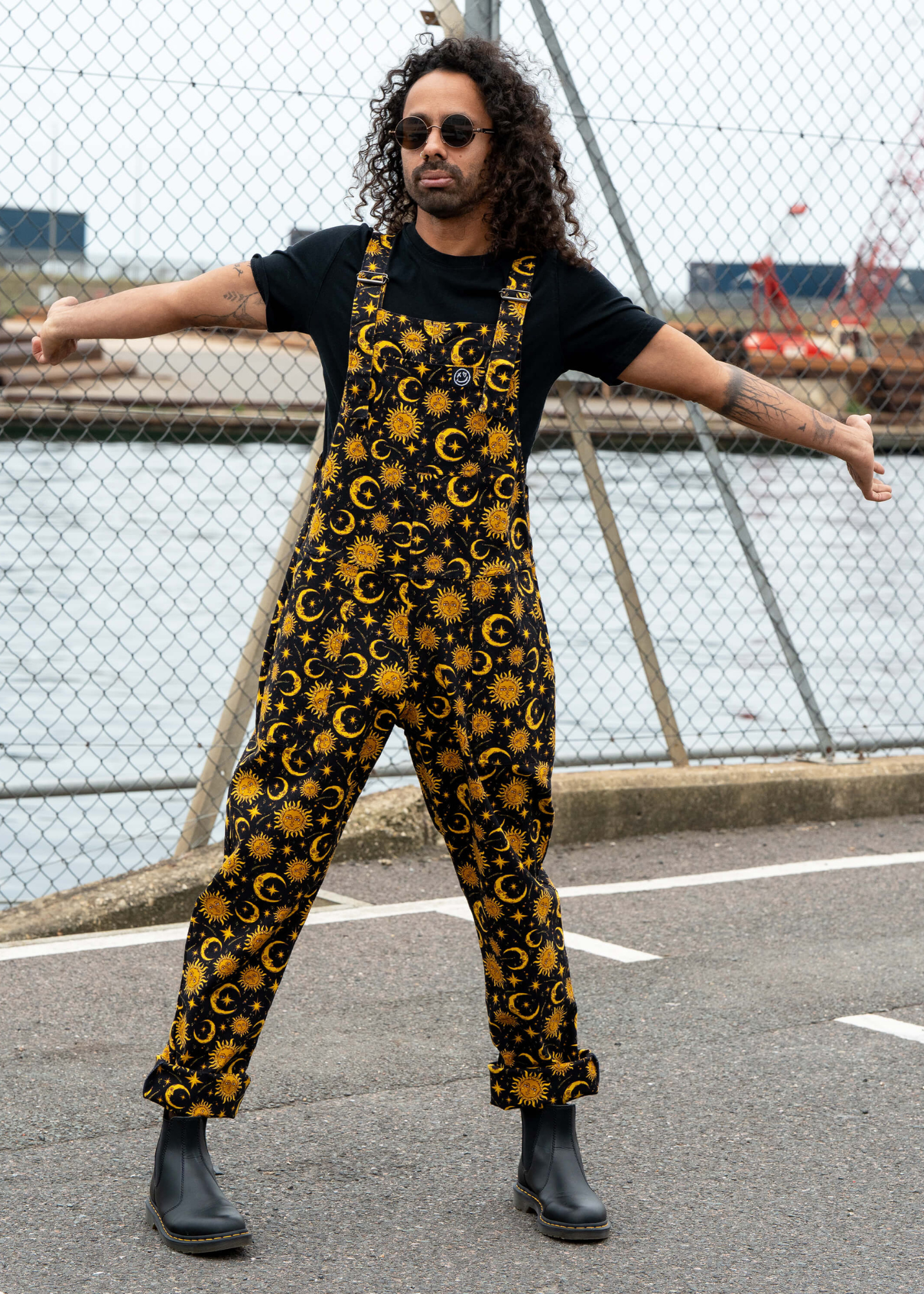 Rebel Romance - Celestial Sun and Moon Stretch Dungarees