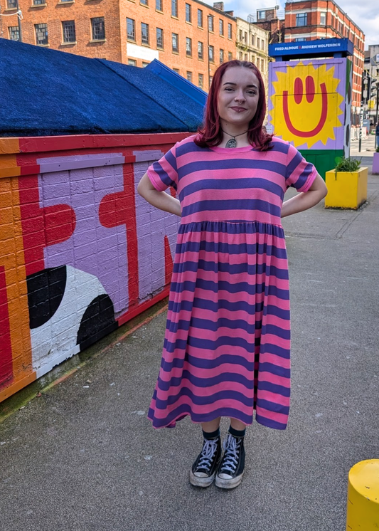 The Edit - Pink & Purple Sugar Stripes Smock Dress