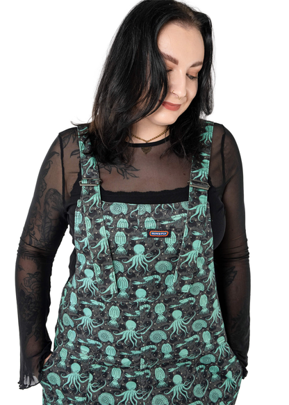 Run & Fly - Green Seas Stretch Twill Dungarees