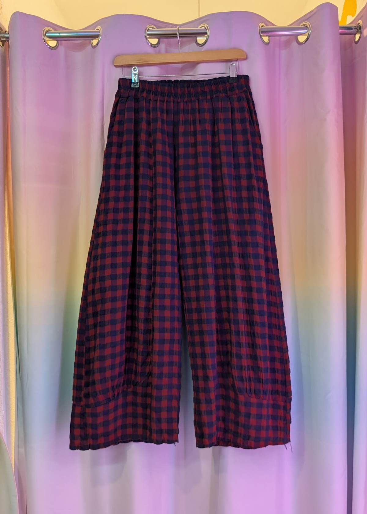 The Edit - Red & Blue Checked Gingham Balloon Trousers
