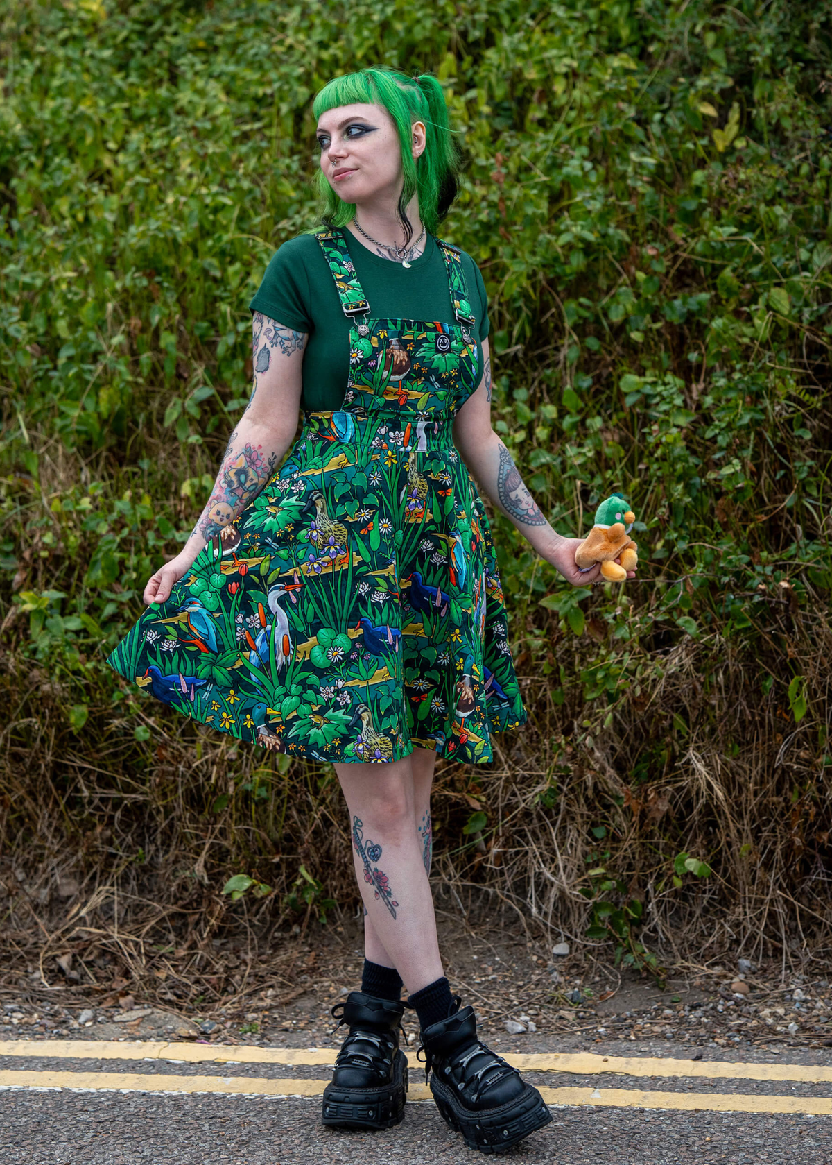 Rebel Romance - Pond Birds Flared Pinafore