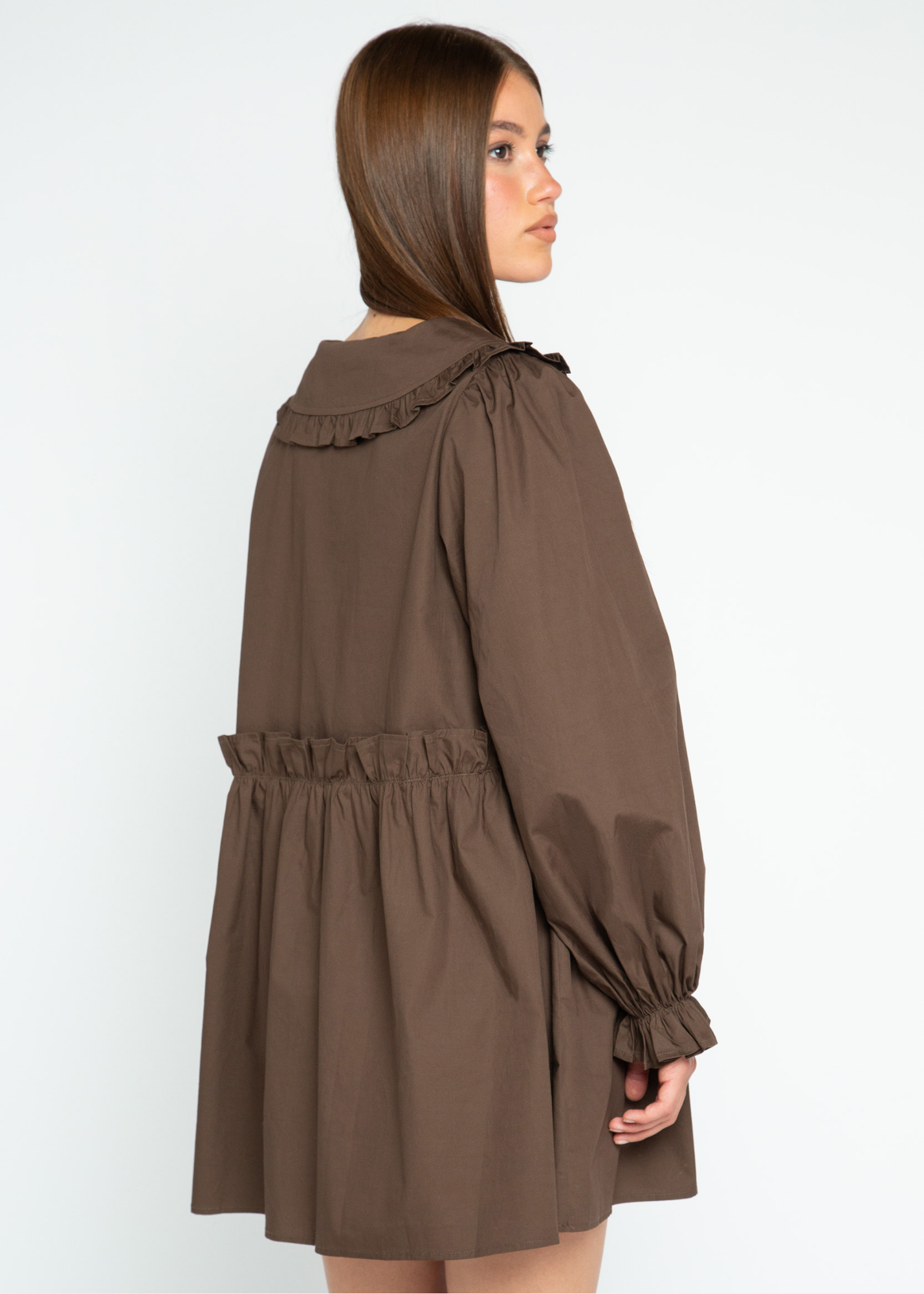 Daisy Street - Fern Brown Mini Smock Dress