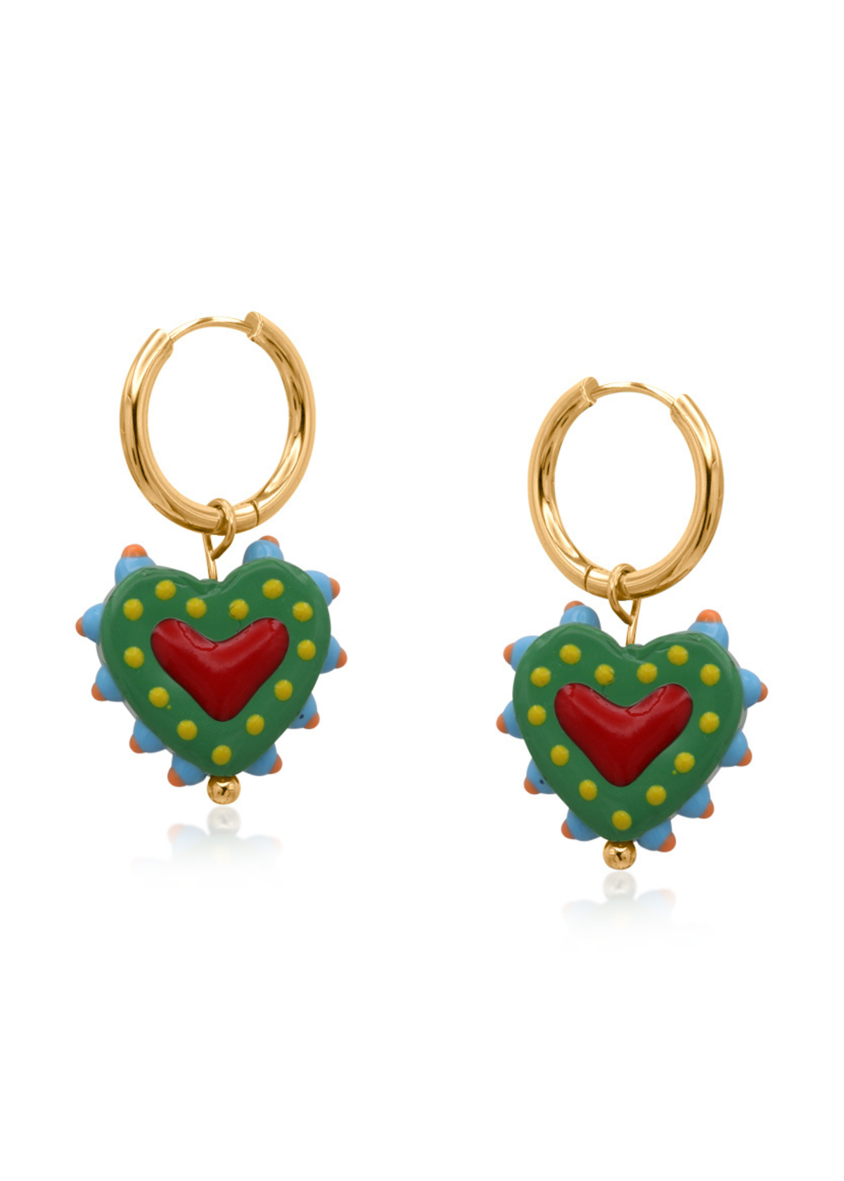 Big Metal London - Santa Fe Heart Charm Earrings