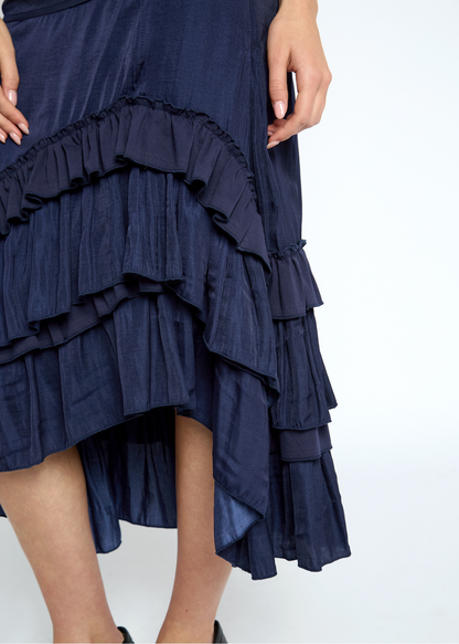 Daisy Street - Seren Navy Ruffle Midi Skirt