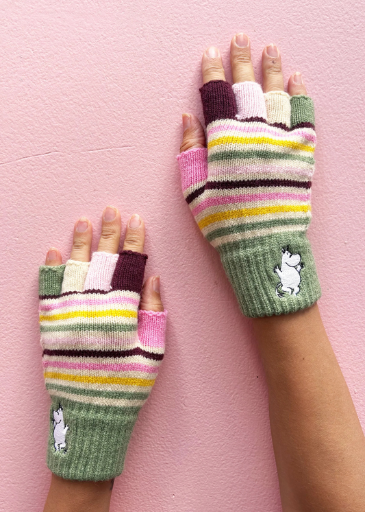 House of Disaster - Moomin Multicolouired Stripe Fingerless Gloves