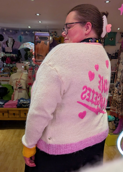 The Edit - Colourblock Love LA Cardigan in Cream