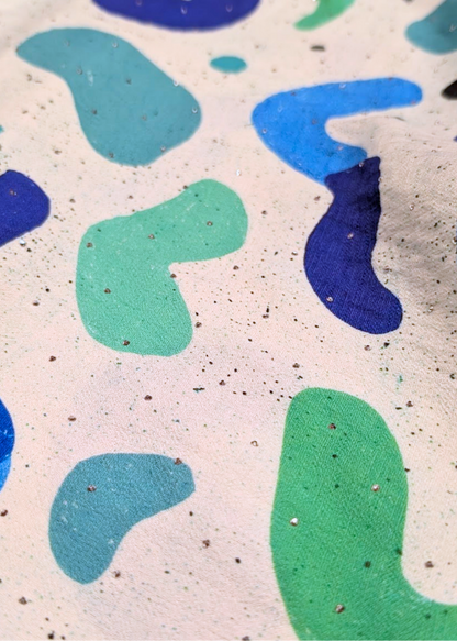 The Edit - Turquoise & Blue Glitter Blob Oversized Cropped Shirt