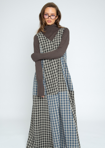 Daisy Street - Patchwork Check Poem Maxi Dress