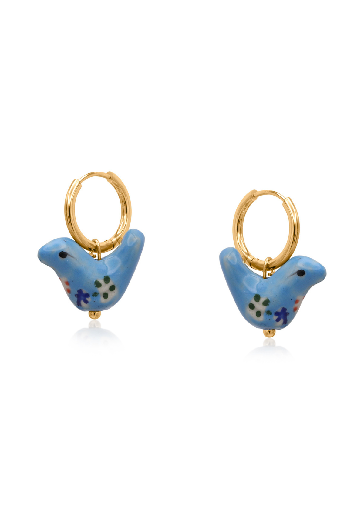Big Metal London - Ceramic Painted Bird Earrings
