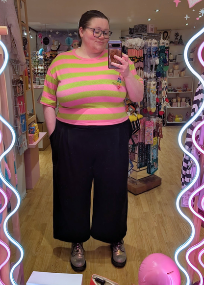 The Edit - Pink & Green Stripe Short Sleeve Tee