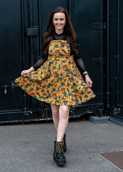 Run & Fly - Mustard Beasties Flared Pinafore Dress