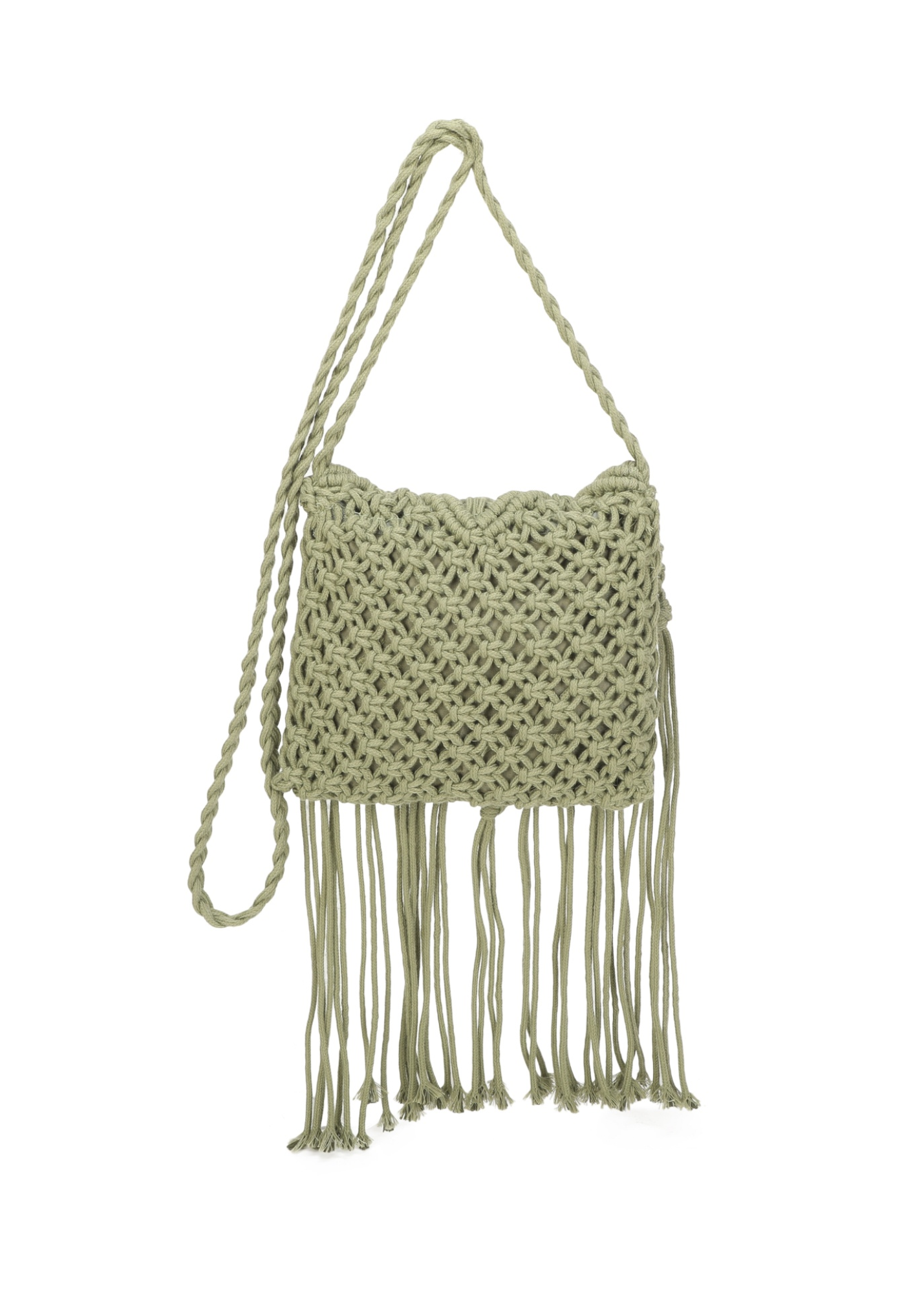 The Edit - Olive Green Macramé Cross-body Bag