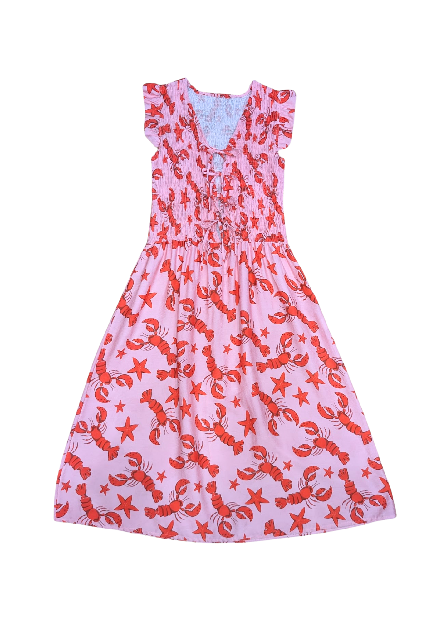 The Edit - Pink & Red Tie-Front Lobster Dress