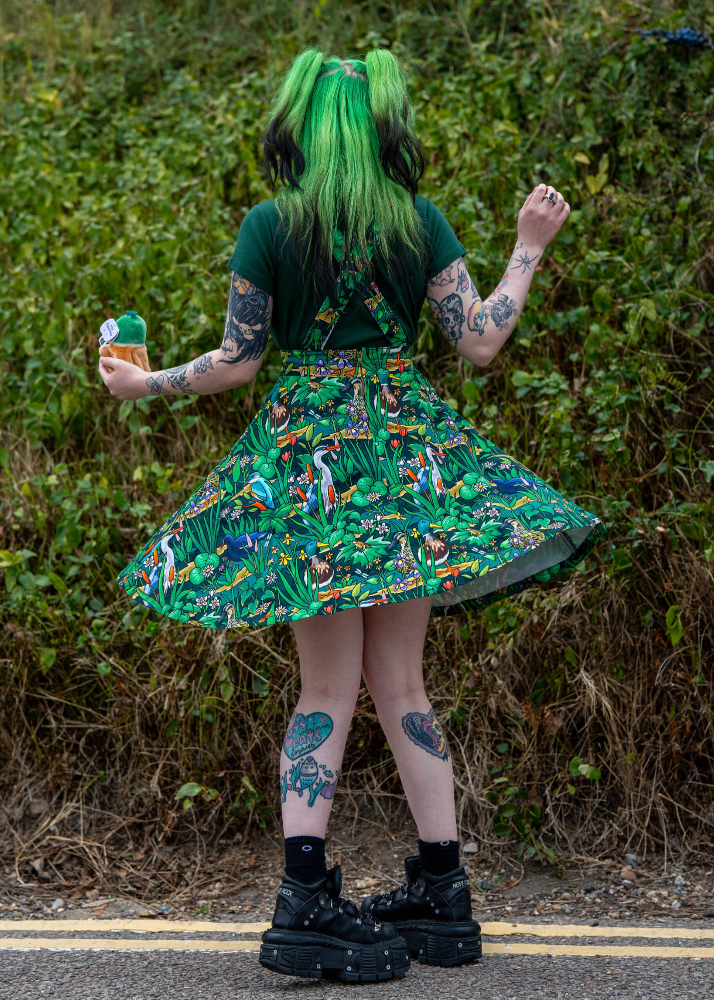 Rebel Romance - Pond Birds Flared Pinafore