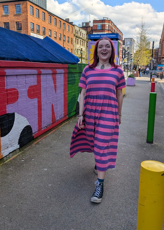 The Edit - Pink & Purple Sugar Stripes Smock Dress