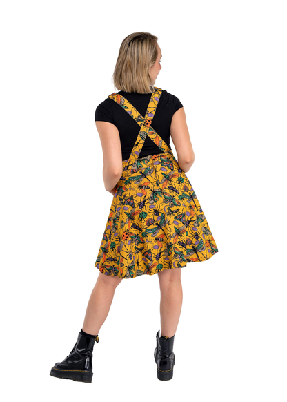 Run & Fly - Mustard Beasties Flared Pinafore Dress