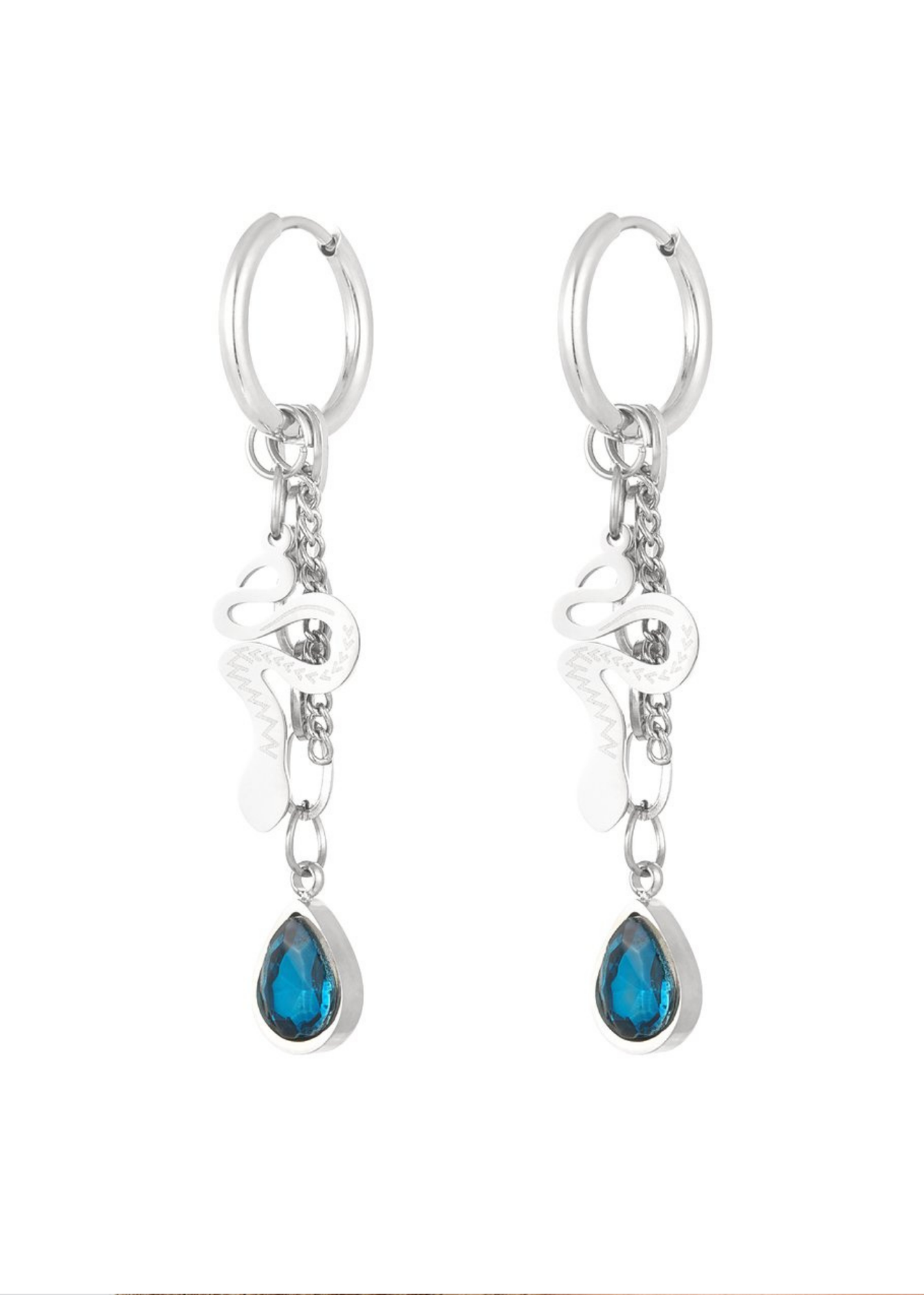 The Edit - Snake Tear Drop Earrings in Silver
