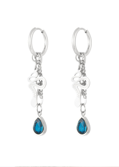 The Edit - Snake Tear Drop Earrings in Silver