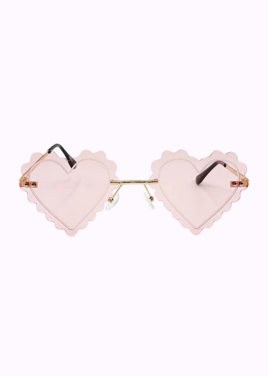 The Edit -Pastel Pink Scallop Edge Heart Sunglasses