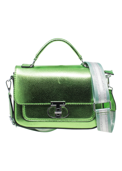 The Edit - Metallic Satchel Bag in Green