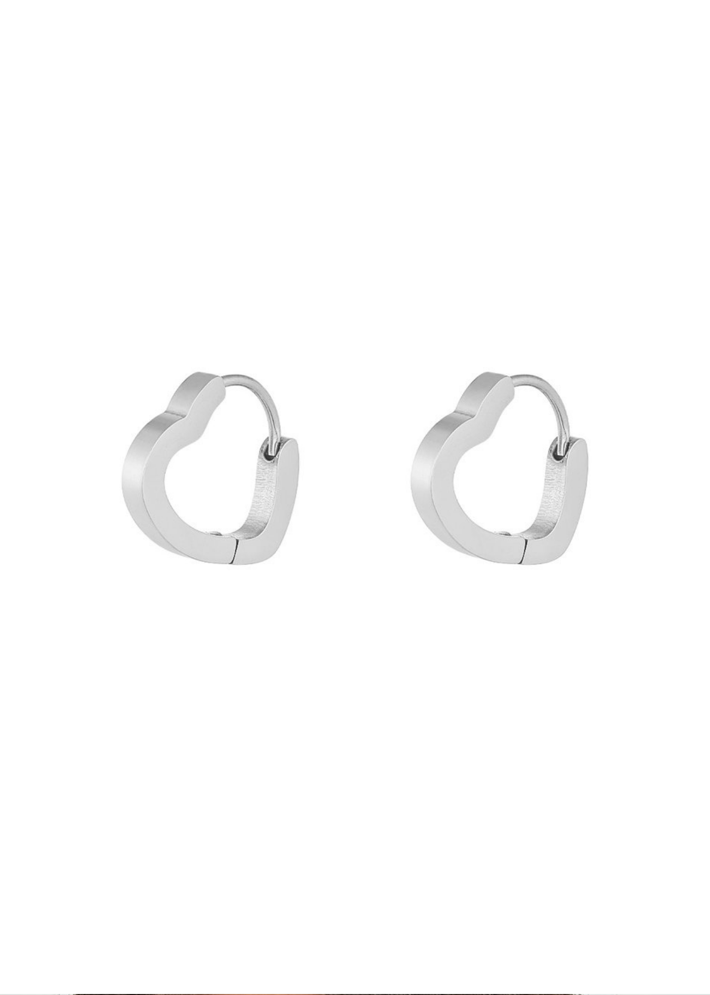 The Edit - Heart Shaped Hoop Earrings in Silver