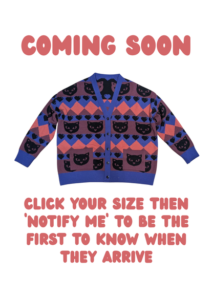 Home of Rainbows - Berry & Plum Kitty Knit Cardigan