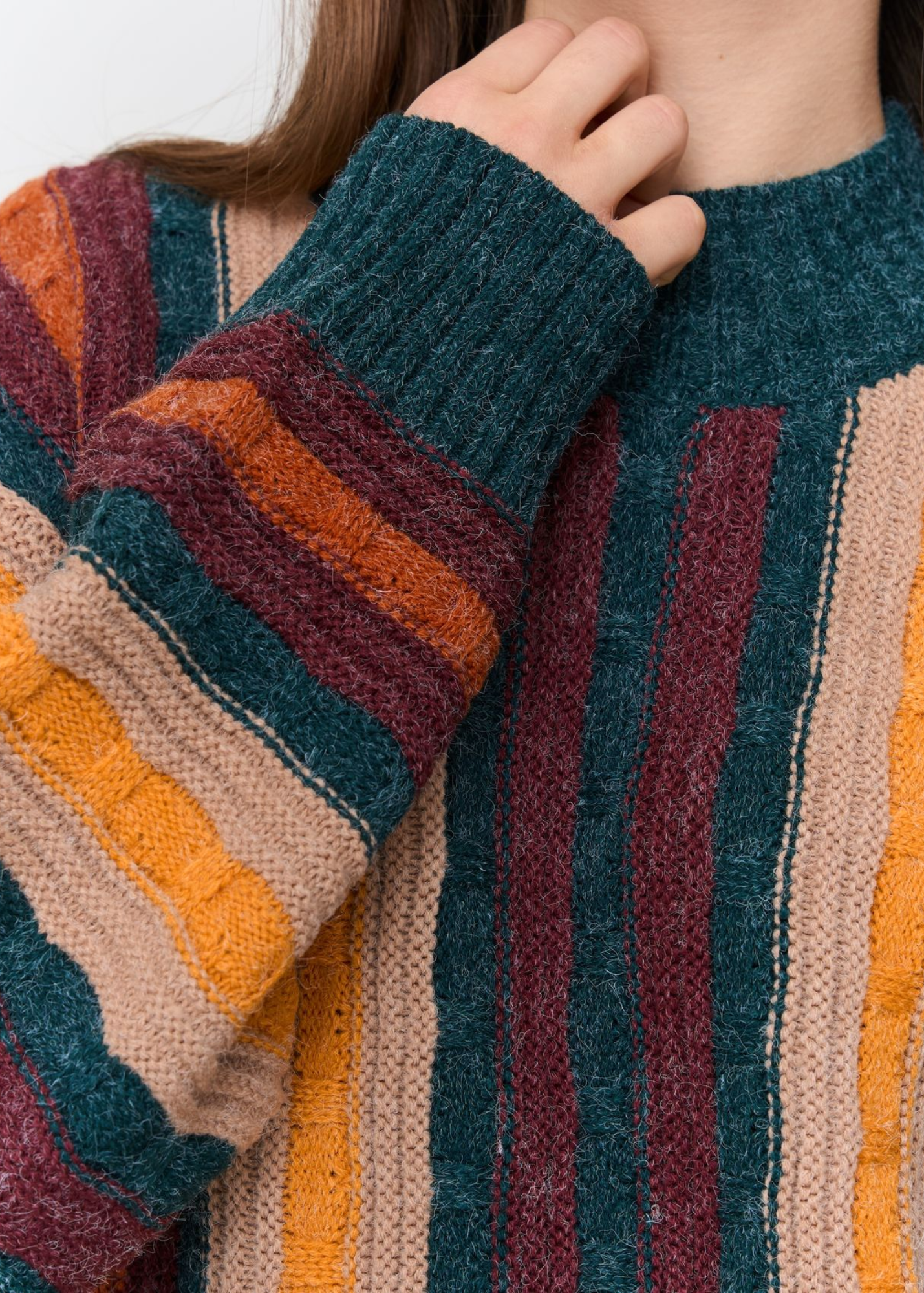 24COLOURS - Textured Striped Knitted Jumper
