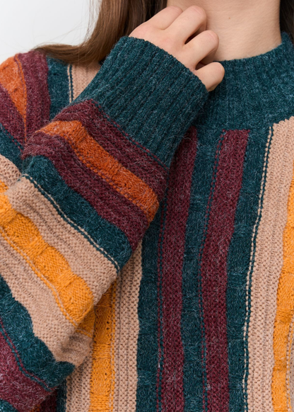 24COLOURS - Textured Striped Knitted Jumper