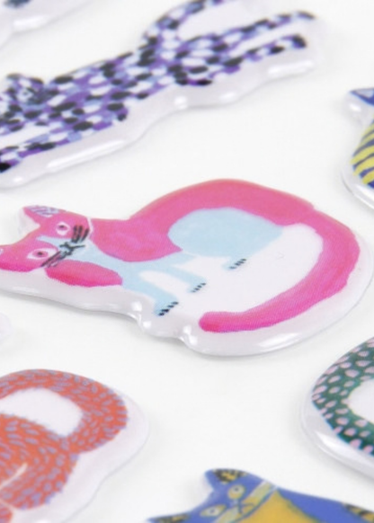 Greeting Life - Colourful Cat Puffy Stickers