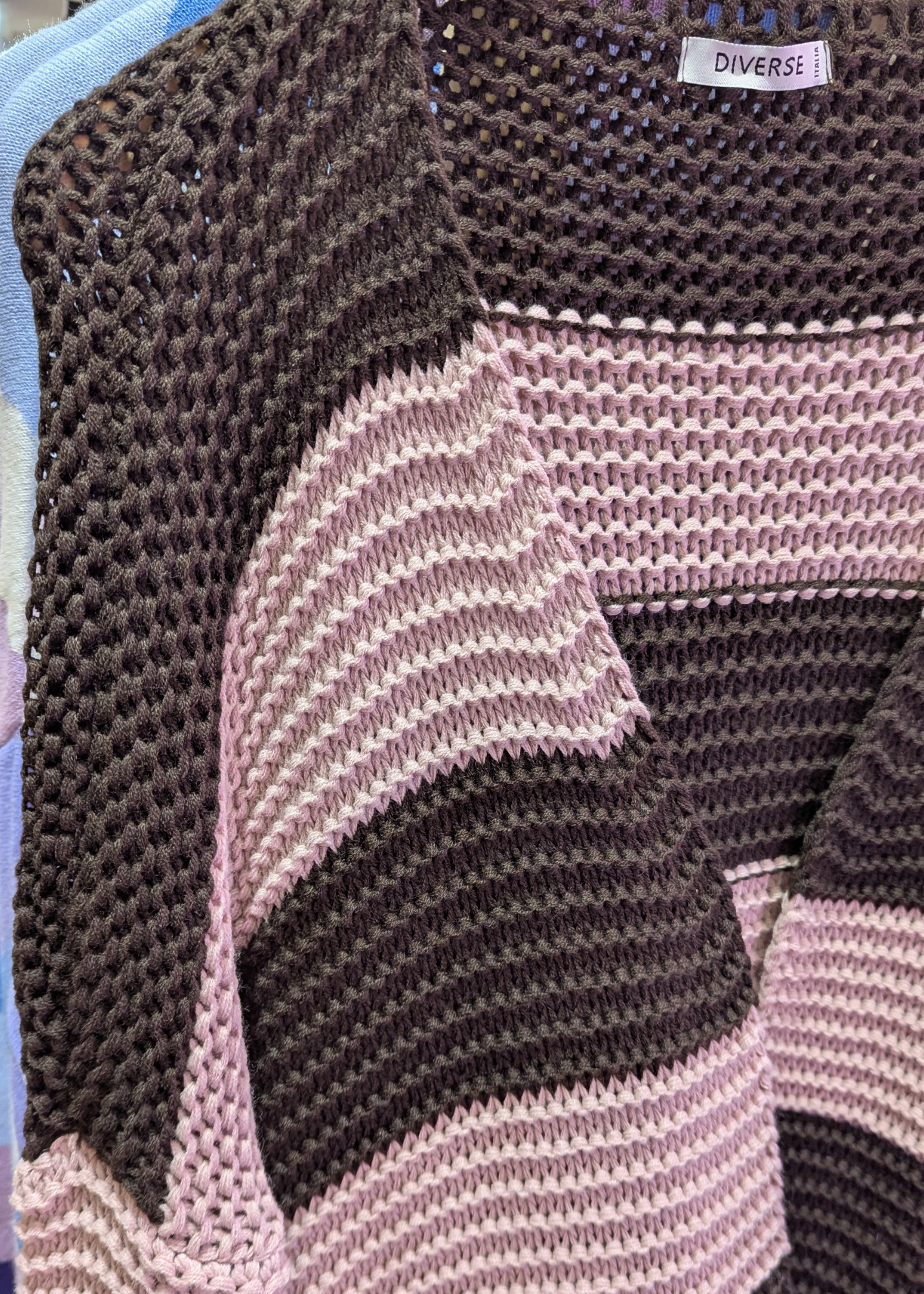 The Edit - Brown & Pink Striped Knit Cardigan