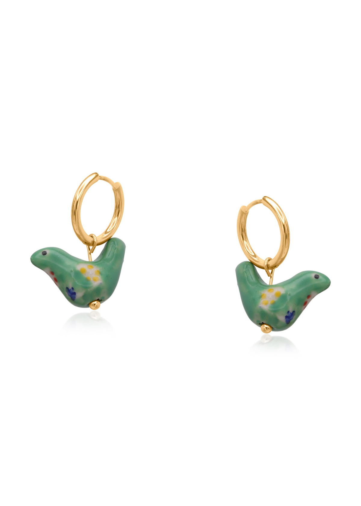 Big Metal London - Ceramic Painted Bird Earrings