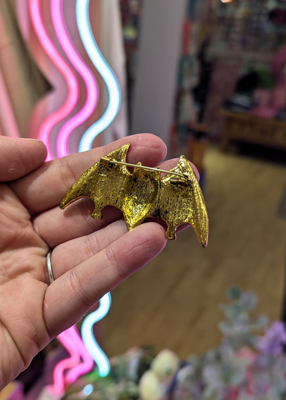 The Edit - Bejeweled Gold Bat Brooch