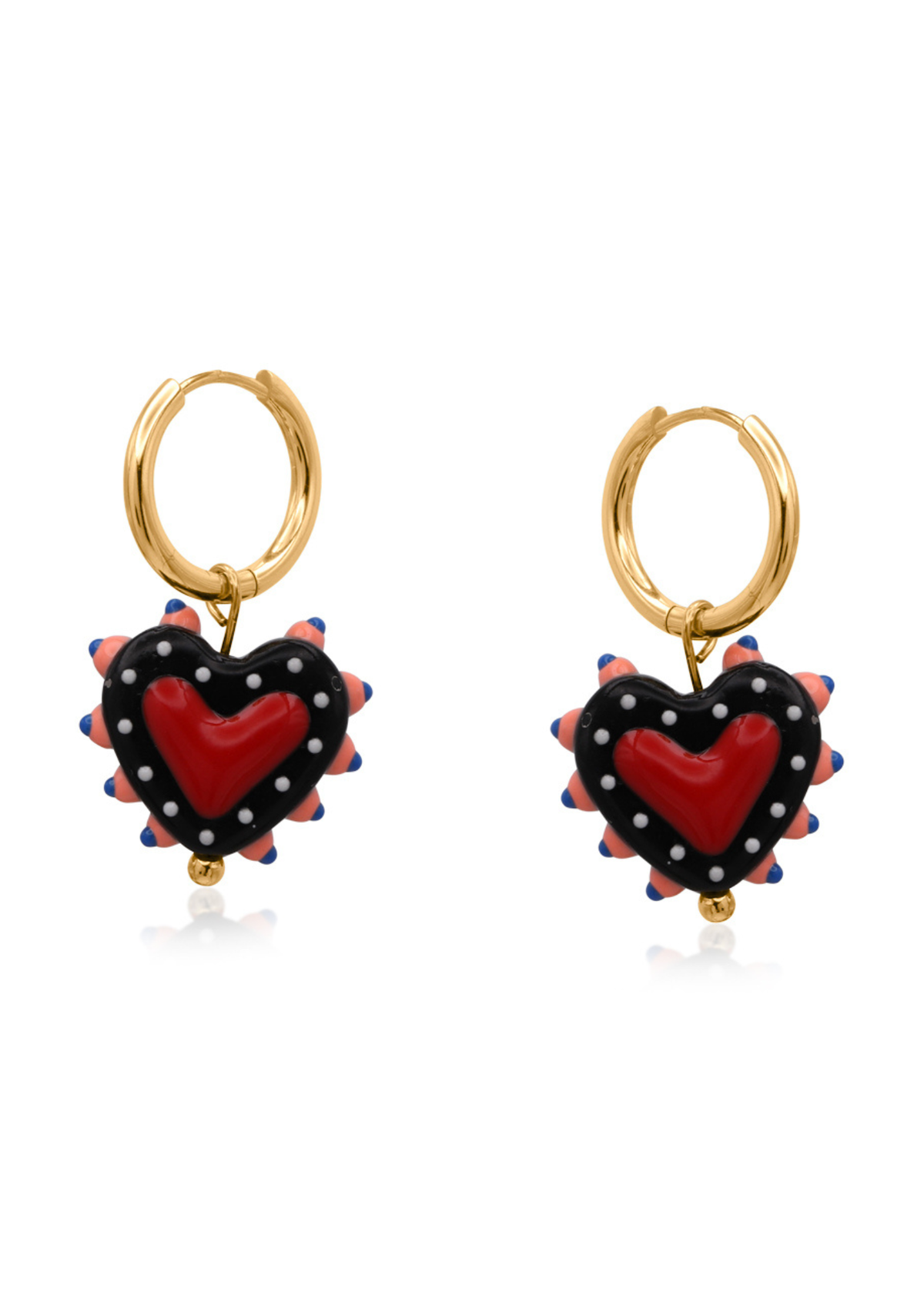 Big Metal London - Santa Fe Heart Charm Earrings