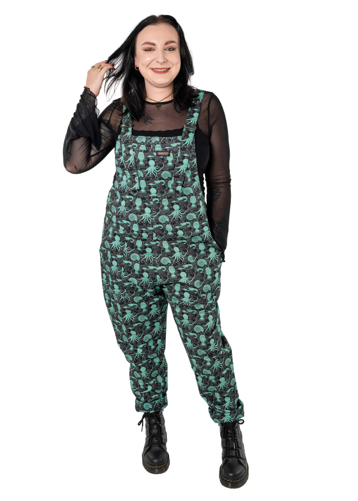 Run & Fly - Green Seas Stretch Twill Dungarees