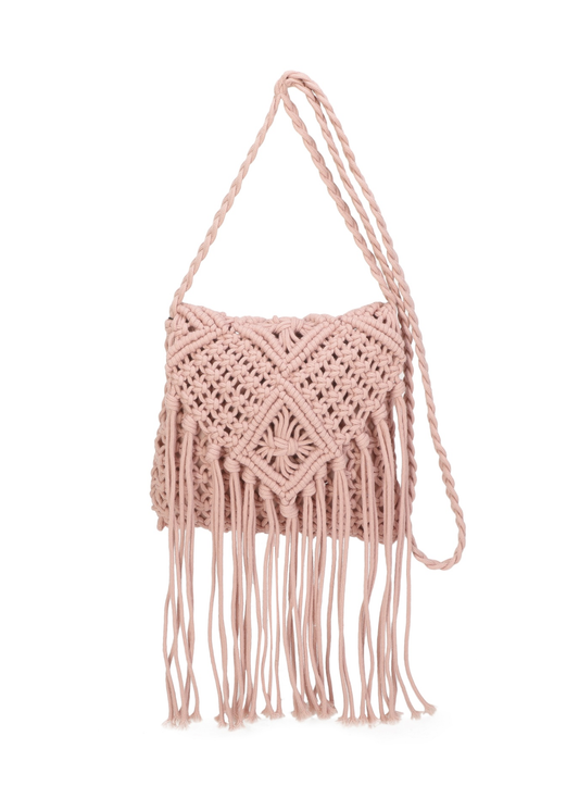 The Edit - Blush Pink Macramé Cross-body Bag