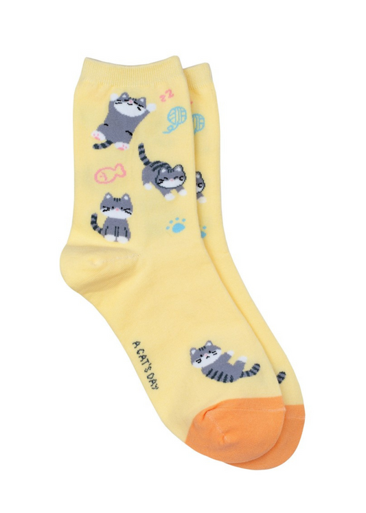 Joe Cool - Yellow Cat Nap Socks