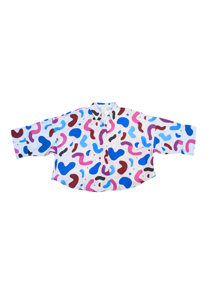 The Edit - Purple & Pink Glitter Blob Oversized Cropped Shirt