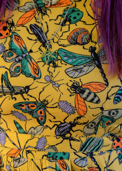Run & Fly - Mustard Beasties Stretch Belted Tea Dress with Pockets