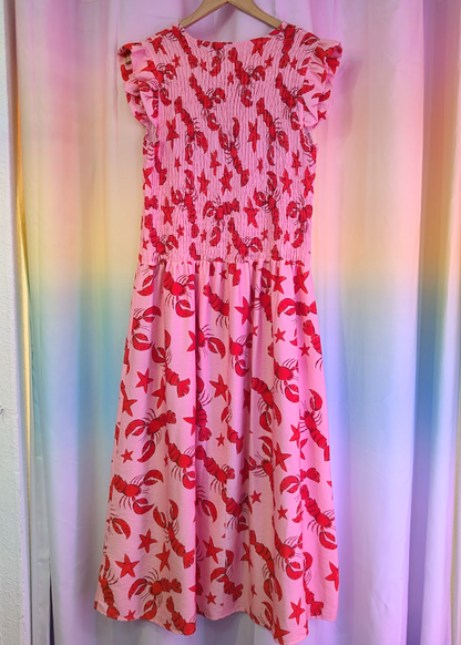 The Edit - Pink & Red Tie-Front Lobster Dress