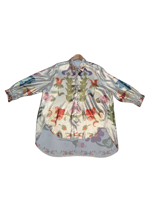 The Edit - Oversized Faux Embroidered Floral Hen Shirt