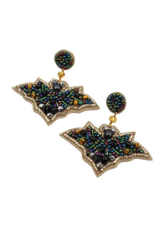 My Doris - Halloween Sparkly Bat Beaded Earrings