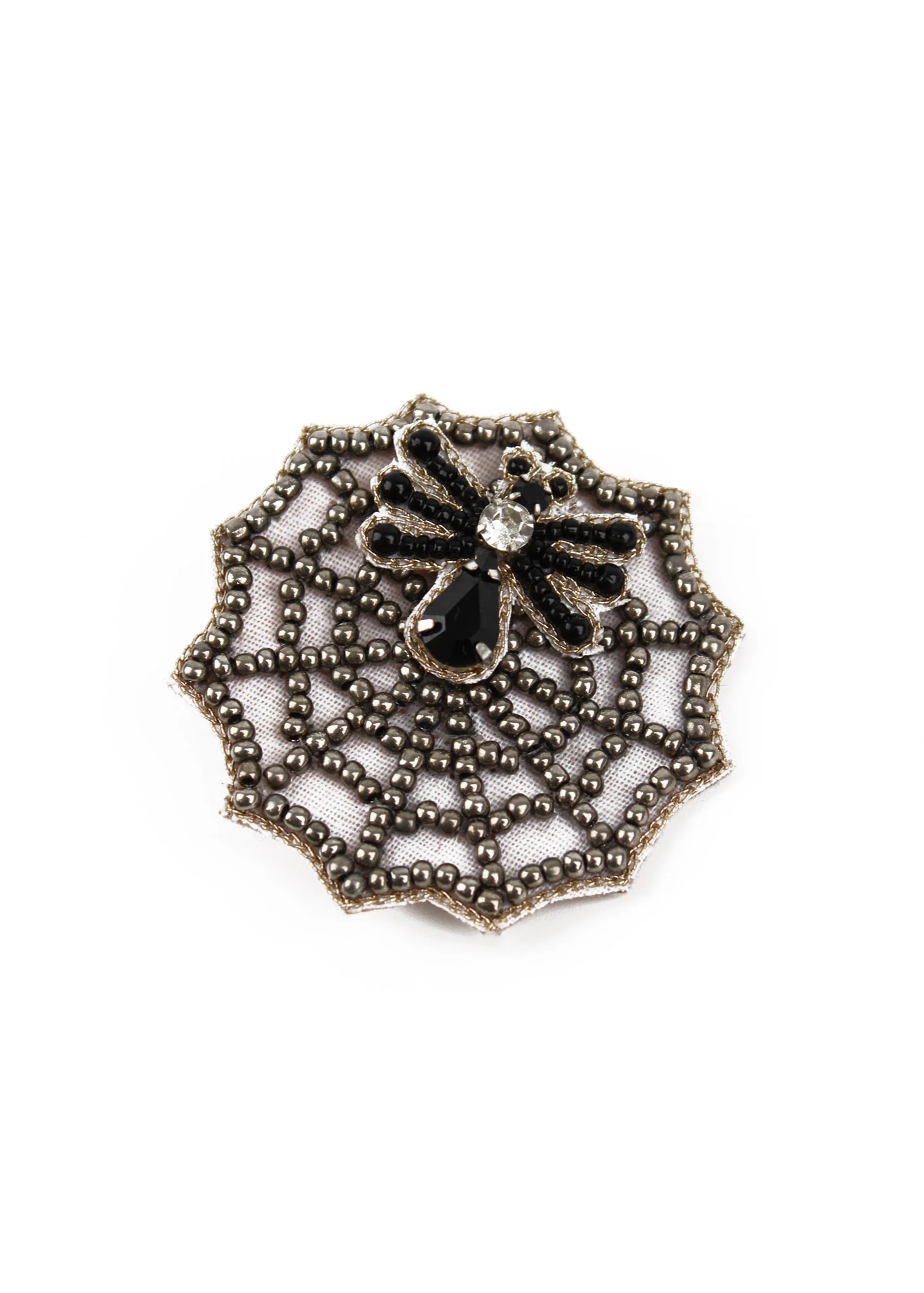 My Doris - Beaded Spider on Web Brooch