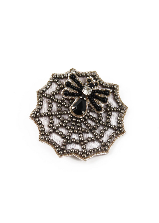 My Doris - Beaded Spider on Web Brooch