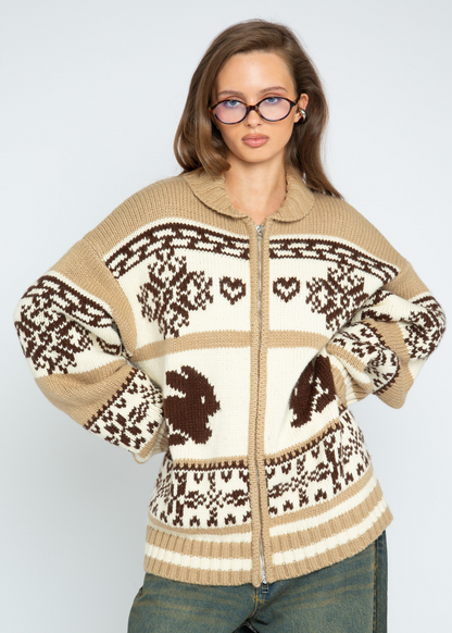 Daisy Street - Addison Bunny Knit Zip Up Cardigan